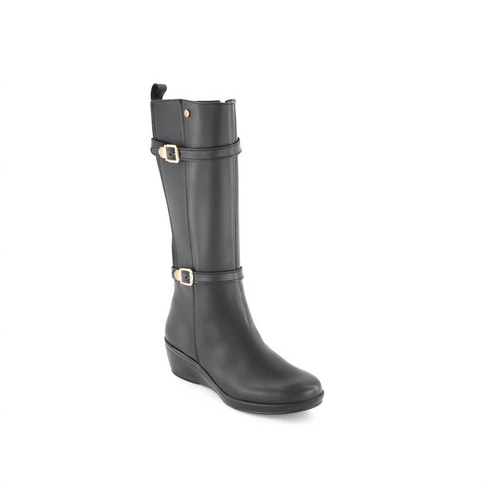NEW ANDREA women's leather tall riding boots in black